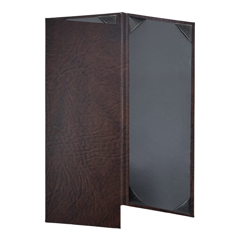 H. Risch, Inc. HAR-3V Harley 4 1/4" x 11" Customizable Brown 3 View Menu Cover