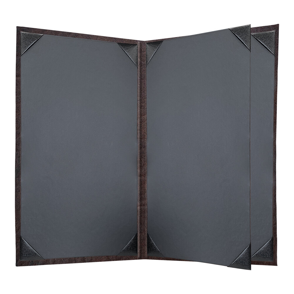 H. Risch, Inc. HAR-4V Harley 8 1/2" x 14" Customizable Brown 4 View Menu Cover