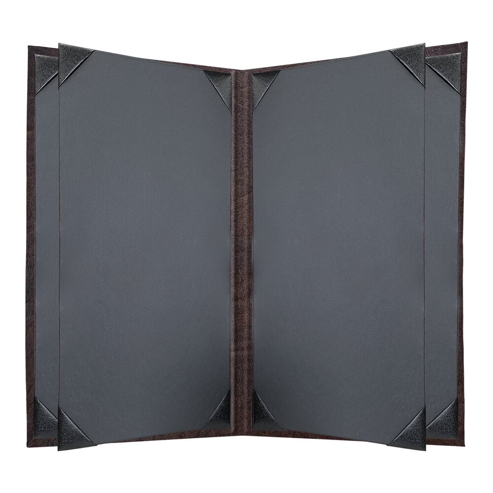 H. Risch, Inc. HAR-6V Harley 8 1/2" x 14" Customizable Brown 6 View Menu Cover