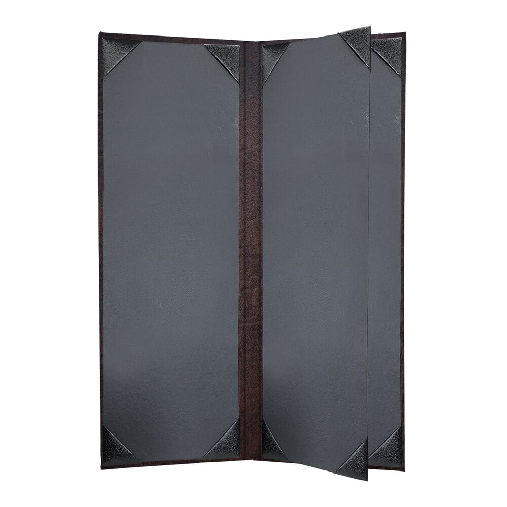 H. Risch, Inc. HAR-4V Harley 4 1/4" x 14" Customizable Brown 4 View Menu Cover