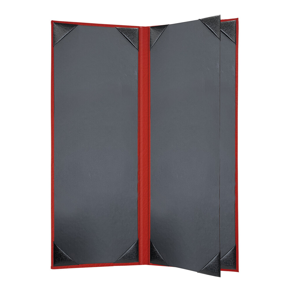 H. Risch, Inc. HAR-4V Harley 4 1/4" x 11" Customizable Red 4 View Menu Cover