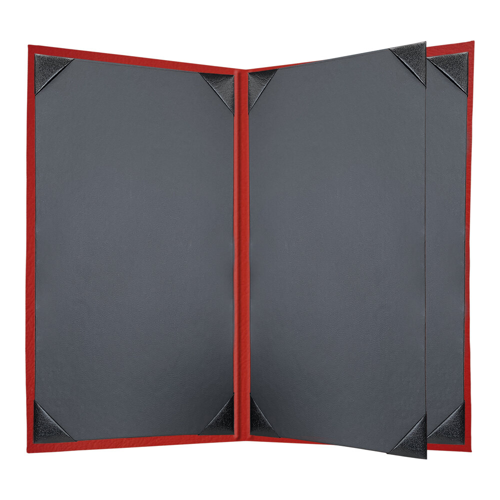 H. Risch, Inc. HAR-4V Harley 8 1/2" x 14" Customizable Red 4 View Menu Cover