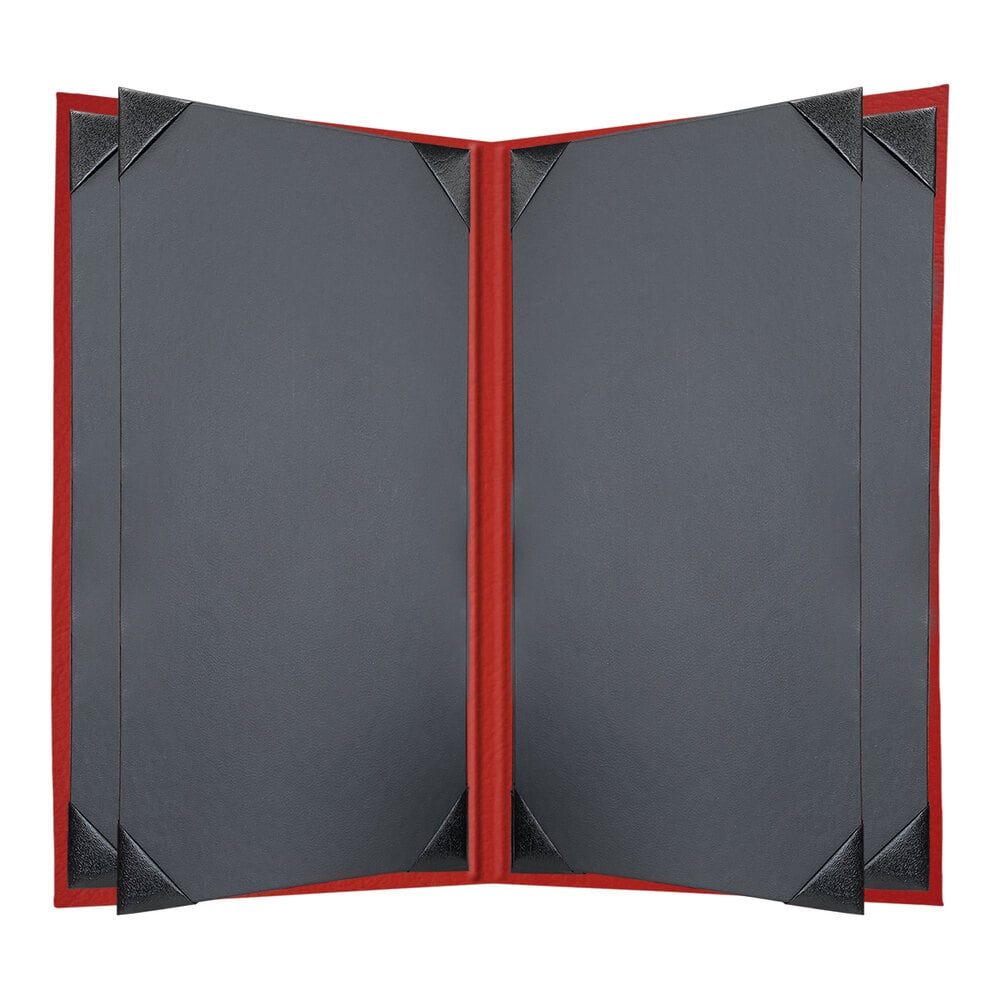 H. Risch, Inc. HAR-6V Harley 8 1/2" x 14" Customizable Red 6 View Menu Cover