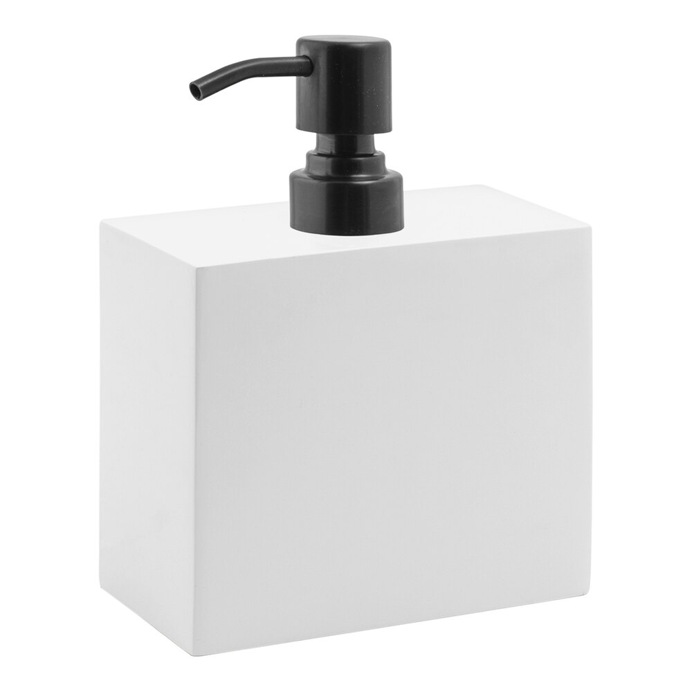 room360 New York RSP020WHT22 28 oz. Snow Soap Dispenser with Matte Black Pump Top - 6/Case