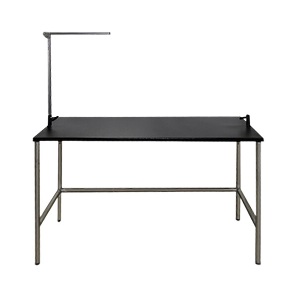 Groomer's Best GB60TST-B 24" x 60" x 72" Black Stainless Steel Stationary Grooming Table with Arm