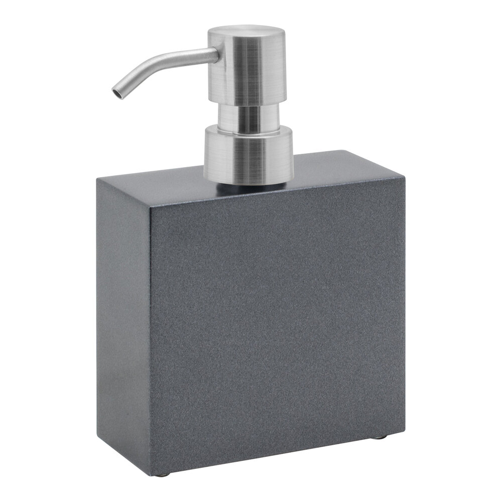 room360 New York RSP008BKT22 11 oz. Onyx Soap Dispenser with Mirrored Stainless Pump Top - 6/Case