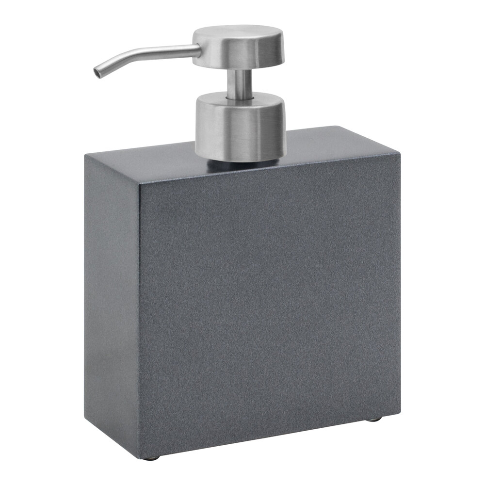 room360 New York RSP019BKT22 11 oz. Onyx Soap Dispenser with Low-Profile Brushed Stainless Pump Top - 6/Case