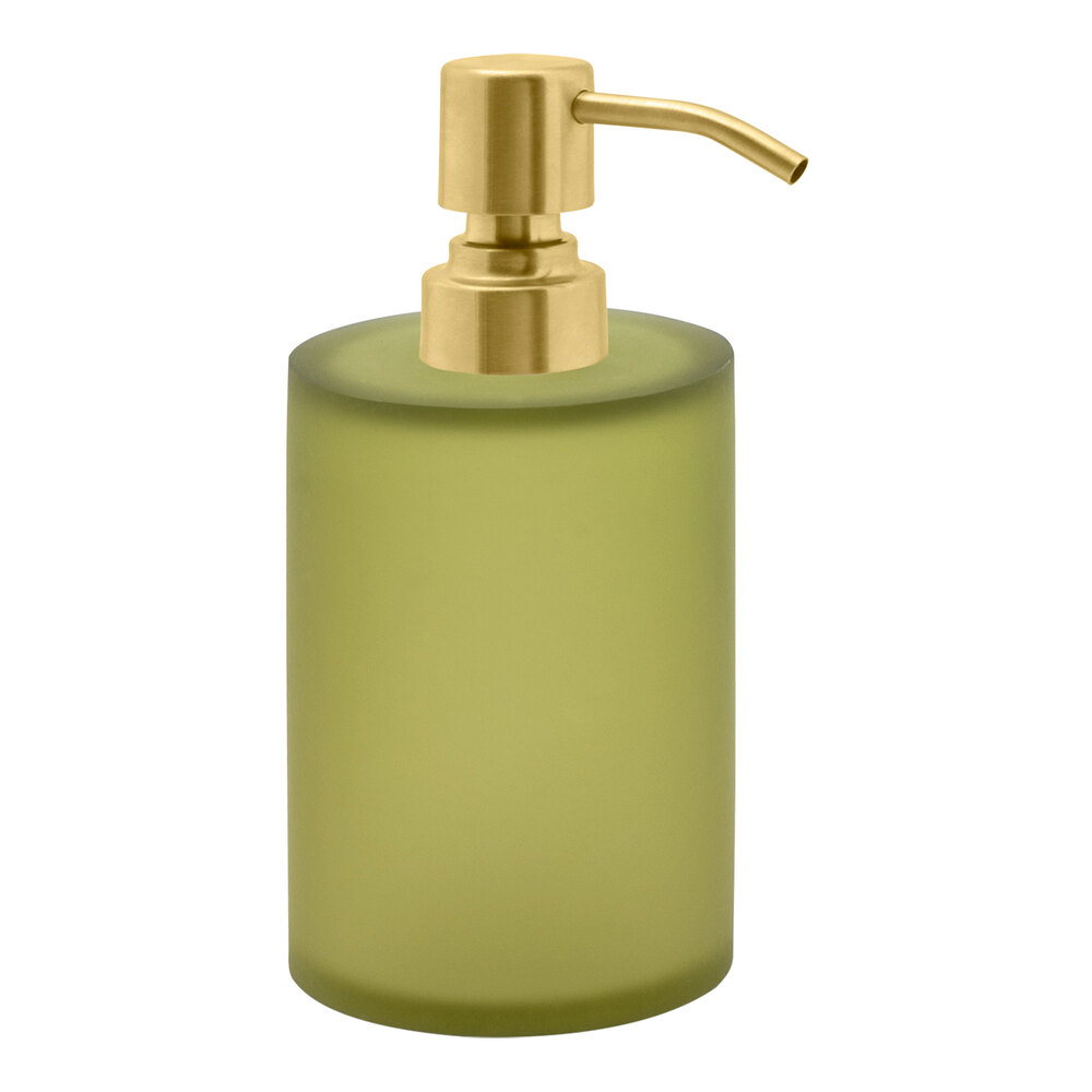 room360 Nassau RSP025GRR12 10 oz. Sage Soap Dispenser with Matte Brass Pump Top - 6/Case