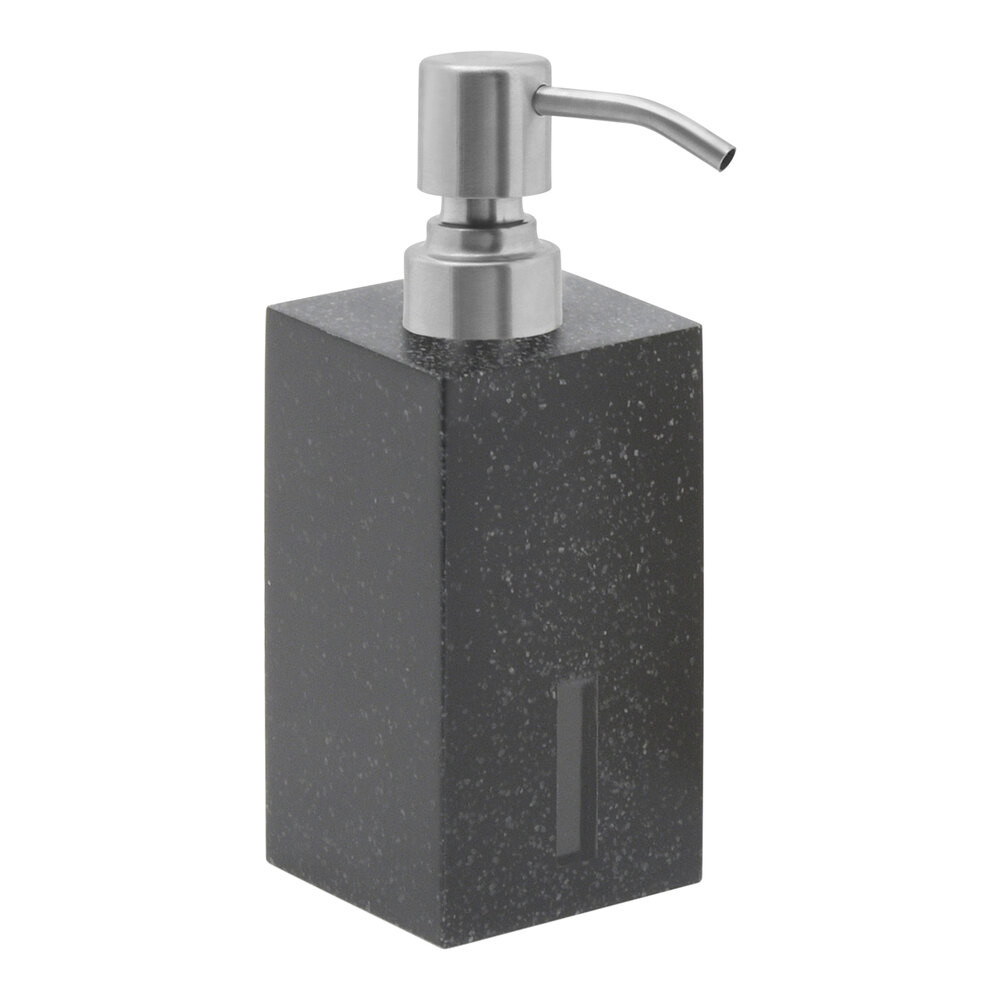 room360 Morocco RSP034BKR12 10 oz. Onyx Soap Dispenser with Brushed Stainless Pump Top - 6/Case