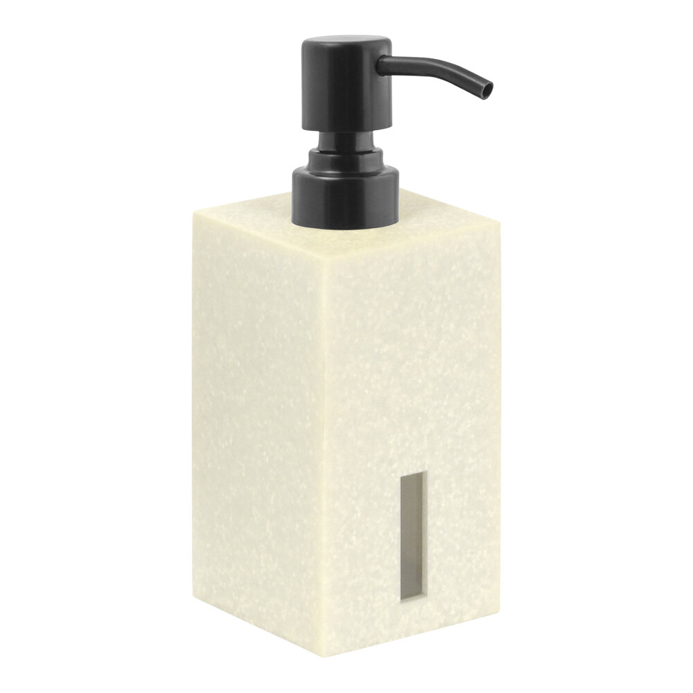 room360 Morocco RSP032GYR12 10 oz. Stone Soap Dispenser with Matte Black Pump Top - 6/Case