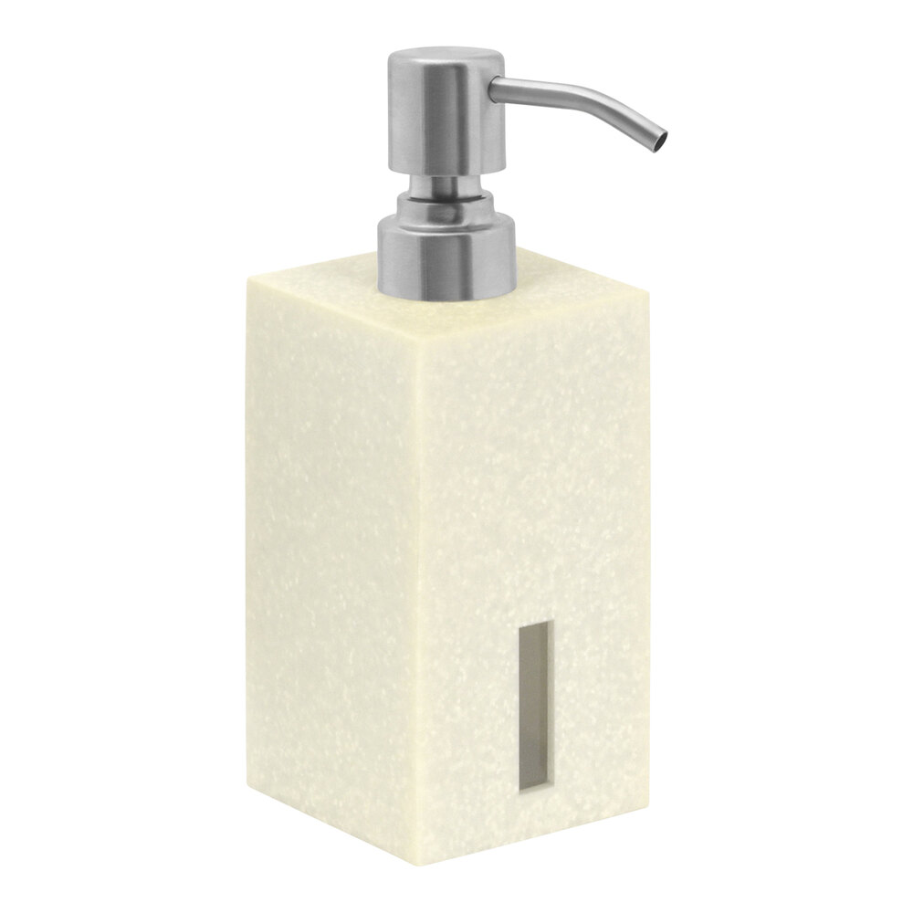 room360 Morocco RSP034GYR12 10 oz. Stone Soap Dispenser with Brushed Stainless Pump Top - 6/Case