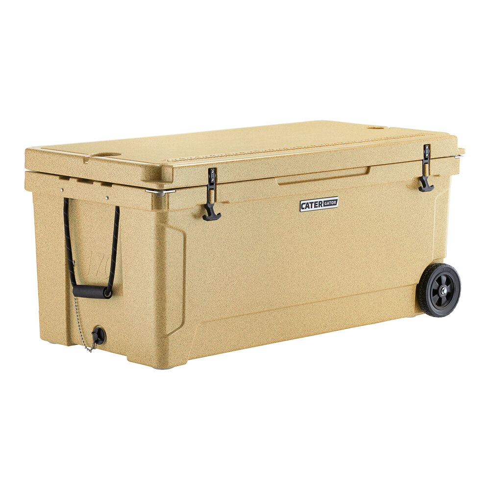 CaterGator CG170SPBW Beige 170 Qt. Mobile Rotomolded Outdoor Cooler / Ice Chest