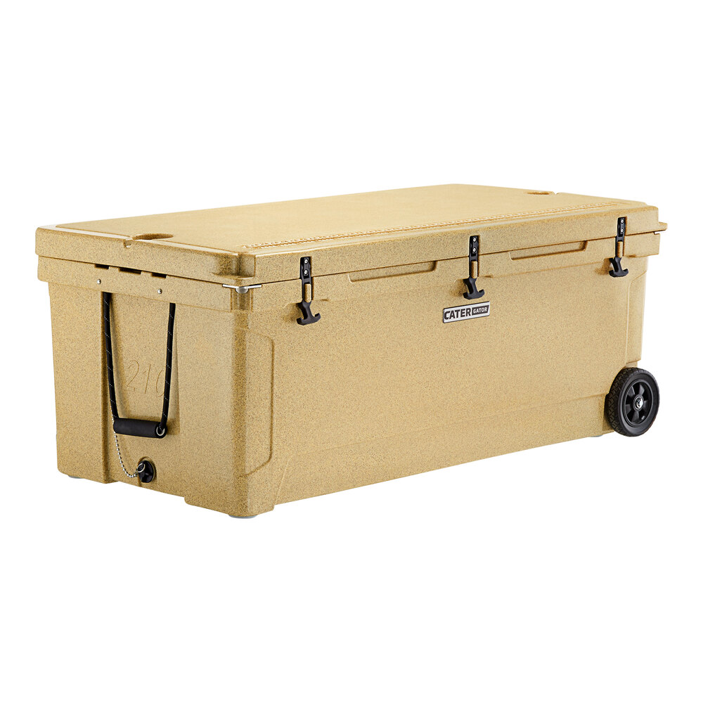 CaterGator CG200SPBW Beige 210 Qt. Mobile Rotomolded Outdoor Cooler / Ice Chest