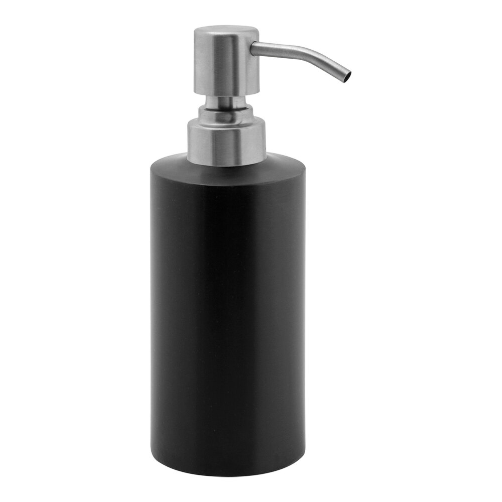 room360 Tokyo RSP013BKS22 12 oz. Matte Black Stainless Steel Soap Dispenser with Brushed Stainless Top - 6/Case