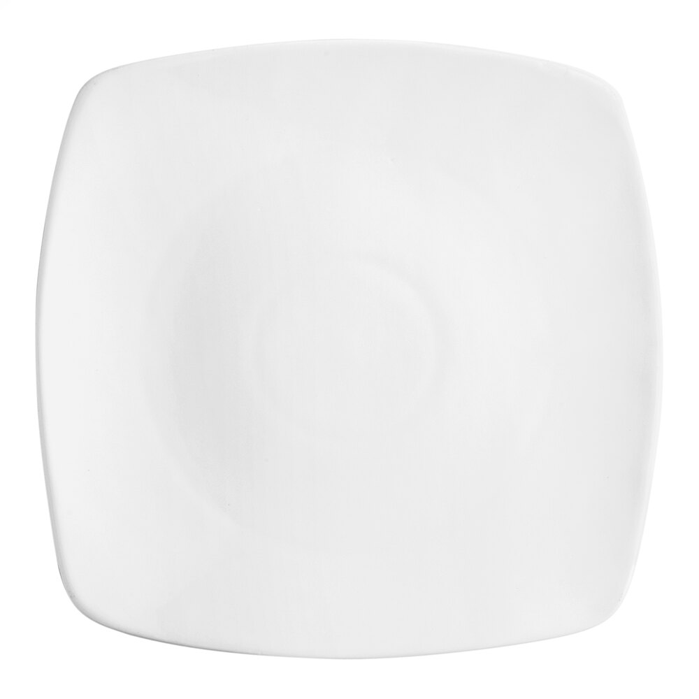 Acopa 10 1/4" Bright White Square Porcelain Coupe Plate - Sample