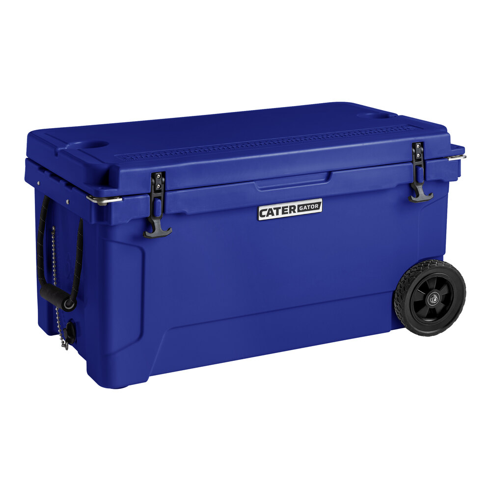 CaterGator CG65NVW Navy 65 Qt. Mobile Rotomolded Outdoor Cooler / Ice Chest