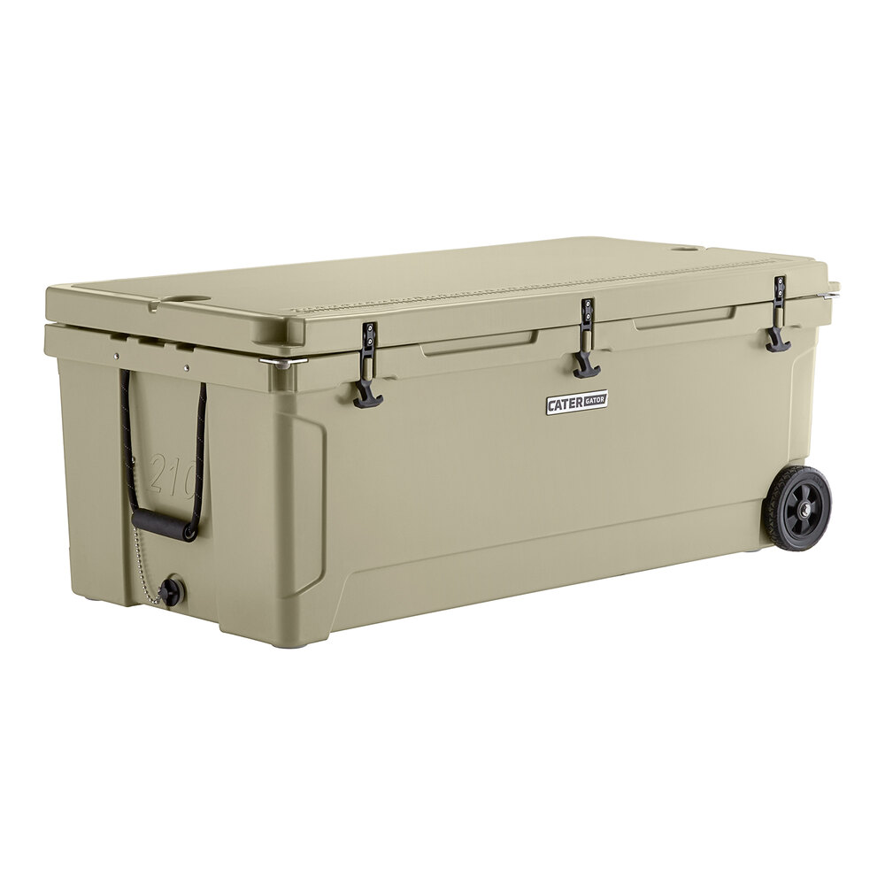 CaterGator CG200TANW Tan 210 Qt. Mobile Rotomolded Outdoor Cooler / Ice Chest