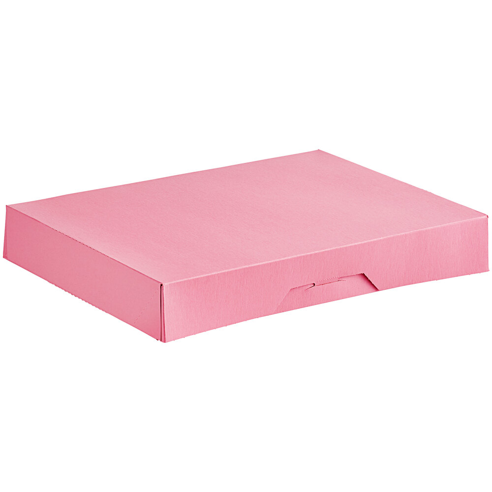 Baker's Lane 15" x 11 1/2" x 2 1/4" Pink Customizable Auto-Popup Donut / Bakery Box - 100/Bundle