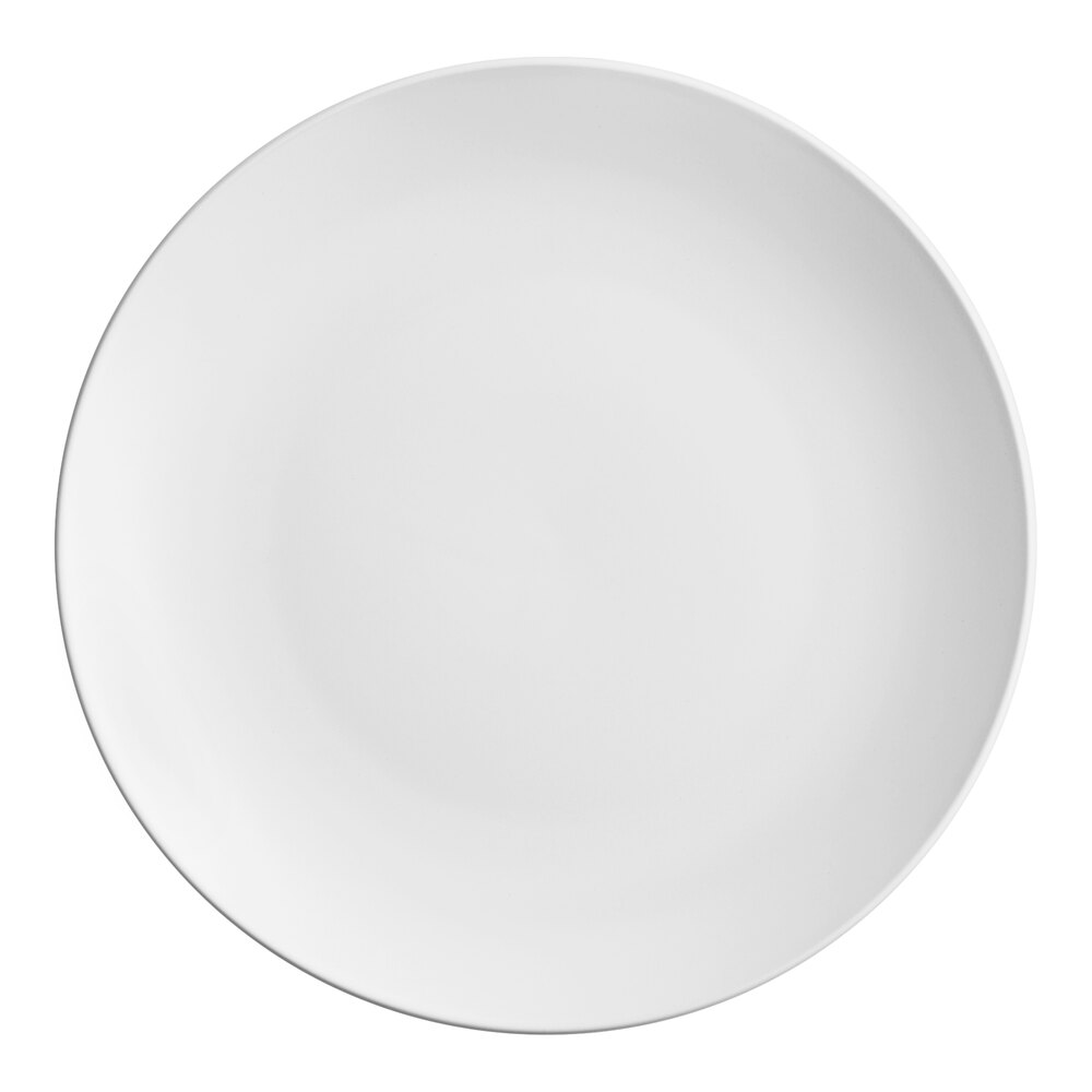 Acopa 10 1/2" Matte White Stoneware Coupe Plate - Sample