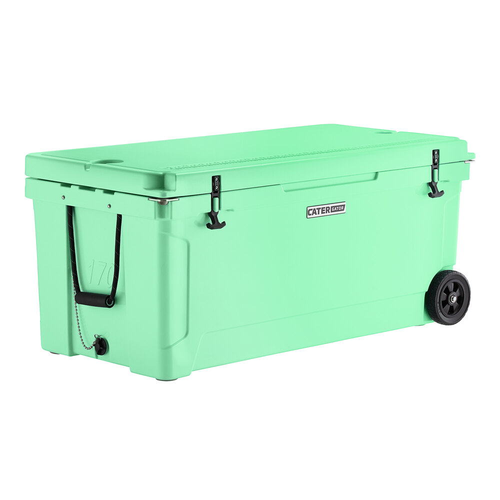 CaterGator CG170SFW Seafoam 170 Qt. Mobile Rotomolded Outdoor Cooler / Ice Chest