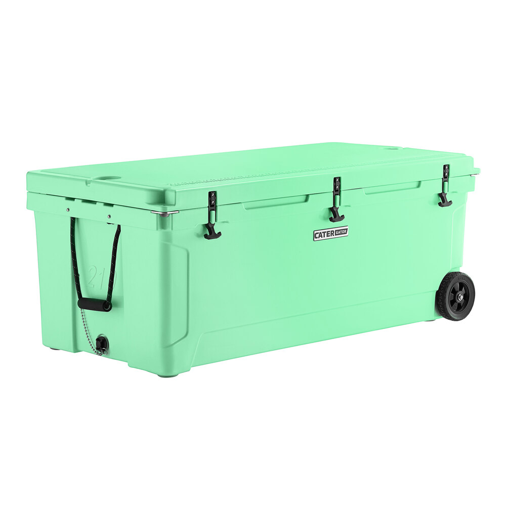 CaterGator CG200SFW Seafoam 210 Qt. Mobile Rotomolded Outdoor Cooler / Ice Chest