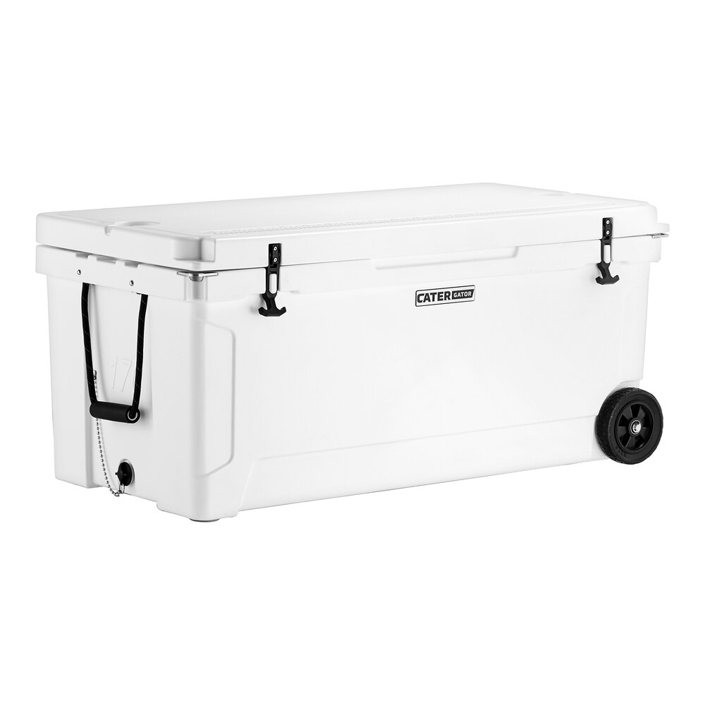 CaterGator CG170WHW White 170 Qt. Mobile Rotomolded Outdoor Cooler / Ice Chest