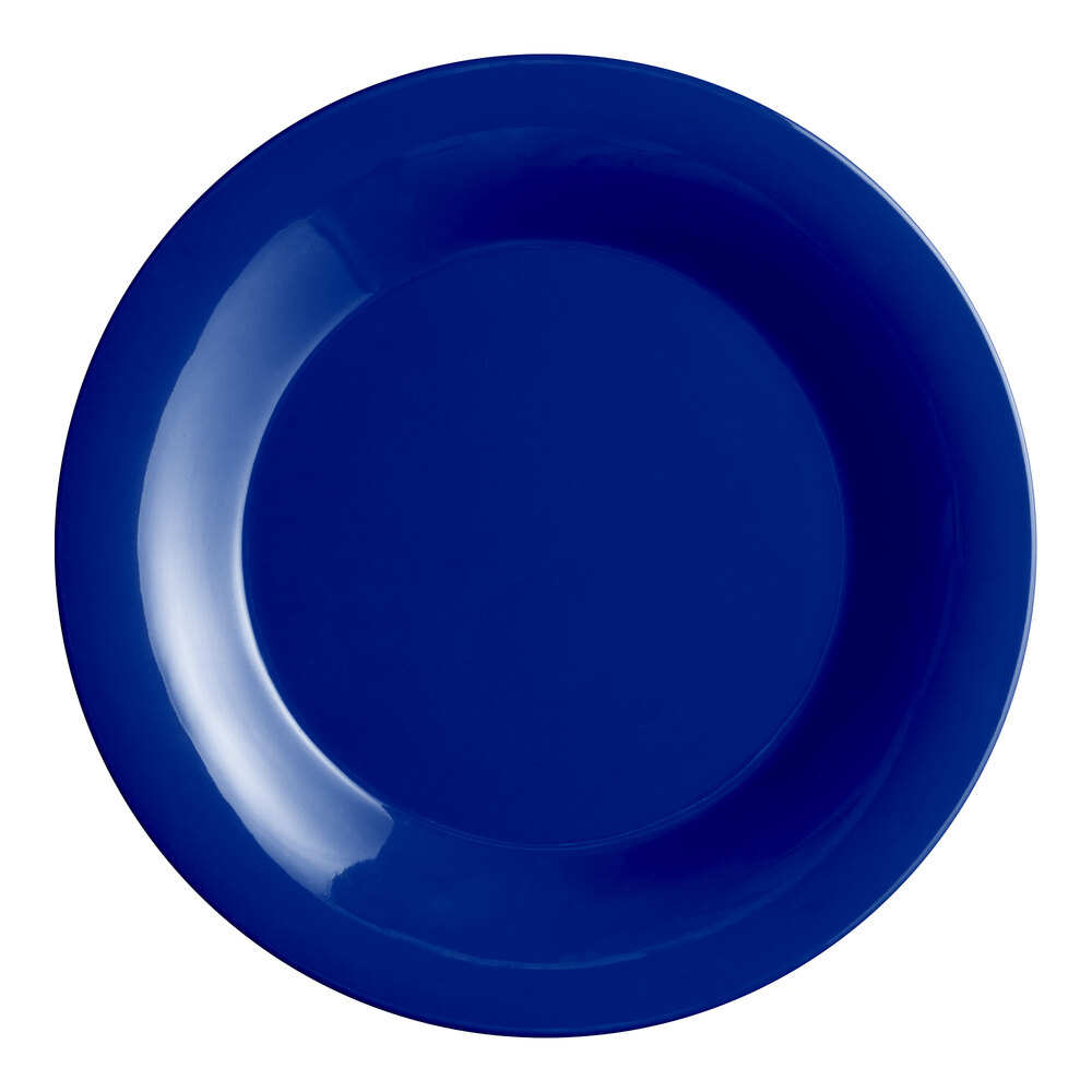 Acopa Foundations 10 5/8" Blue Wide Rim Melamine Plate - Sample