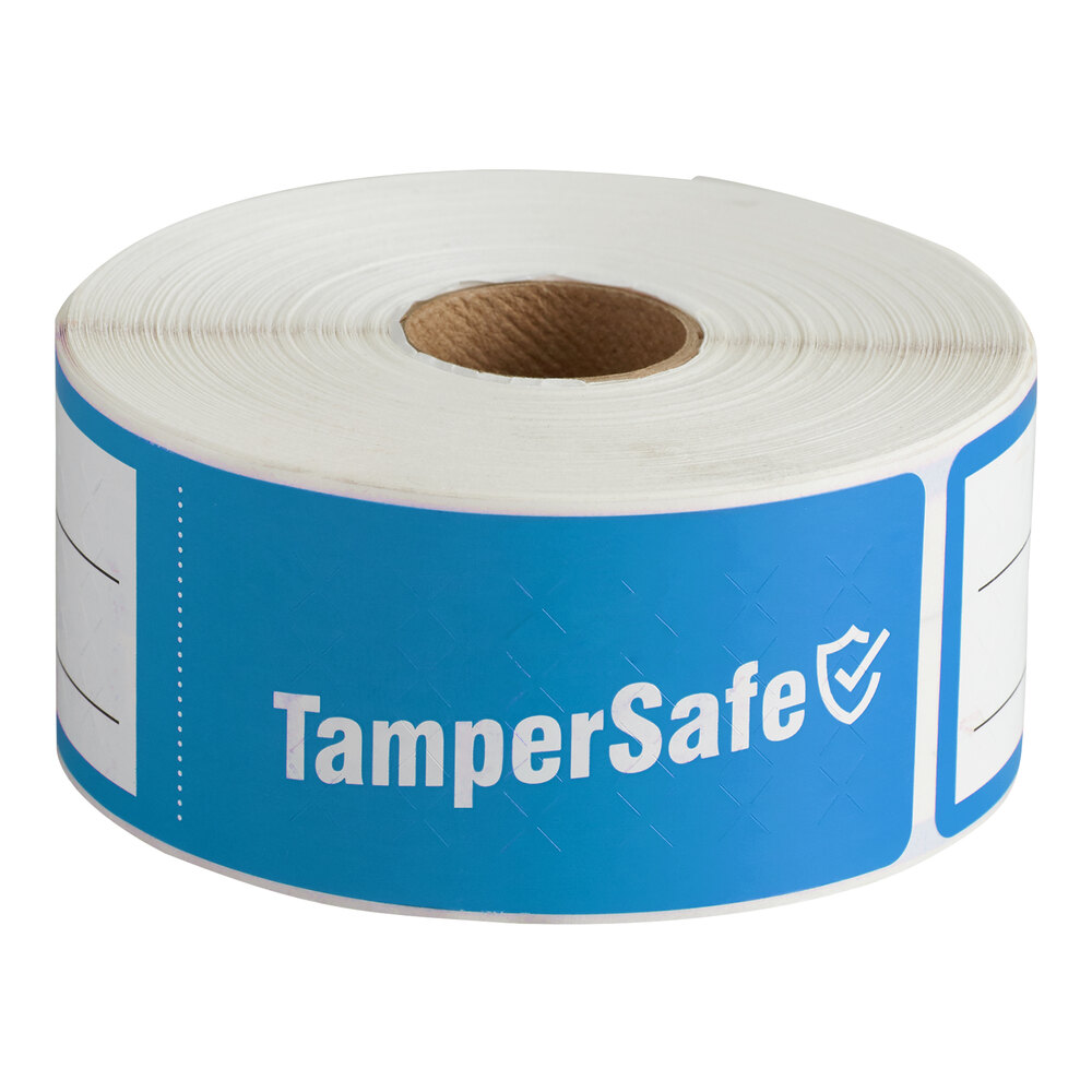 Choice TamperSafe 6" x 1 1/2" Customizable Blue Paper Tamper-Evident Label - 250/Roll