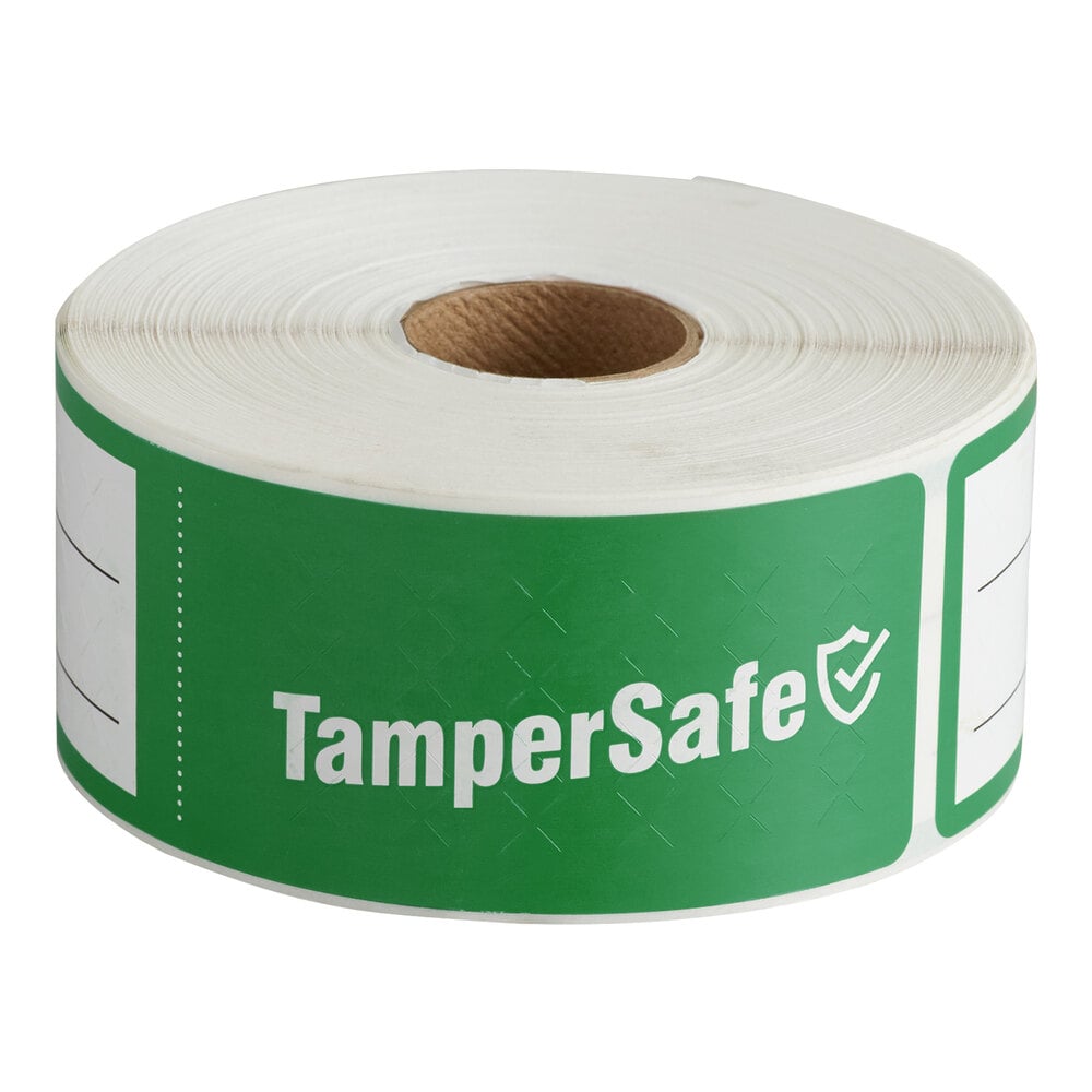 Choice TamperSafe 6" x 1 1/2" Customizable Green Paper Tamper-Evident Label - 250/Roll