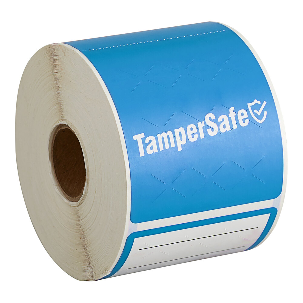 Choice TamperSafe 6" x 2 1/2" Customizable Blue Paper Tamper-Evident Label - 250/Roll