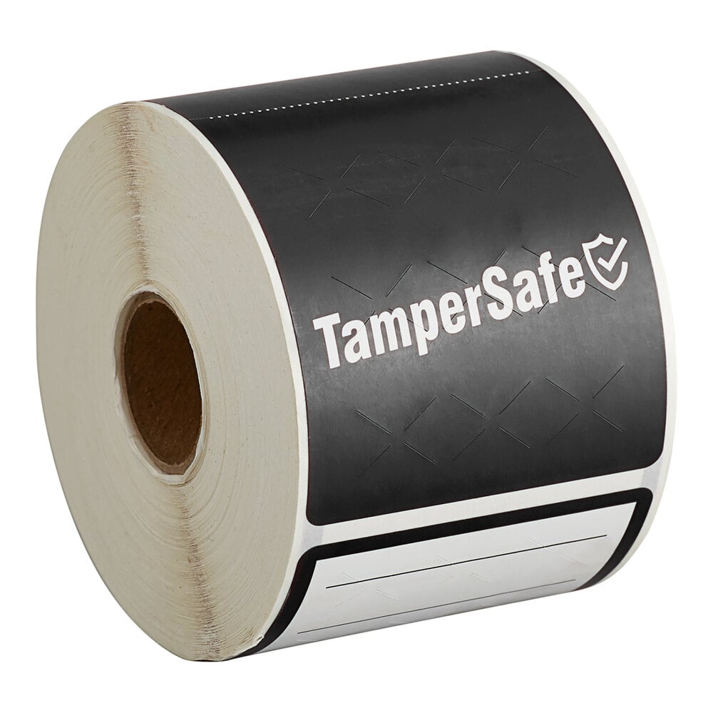 Choice TamperSafe 6" x 2 1/2" Customizable Black Paper Tamper-Evident Label - 250/Roll