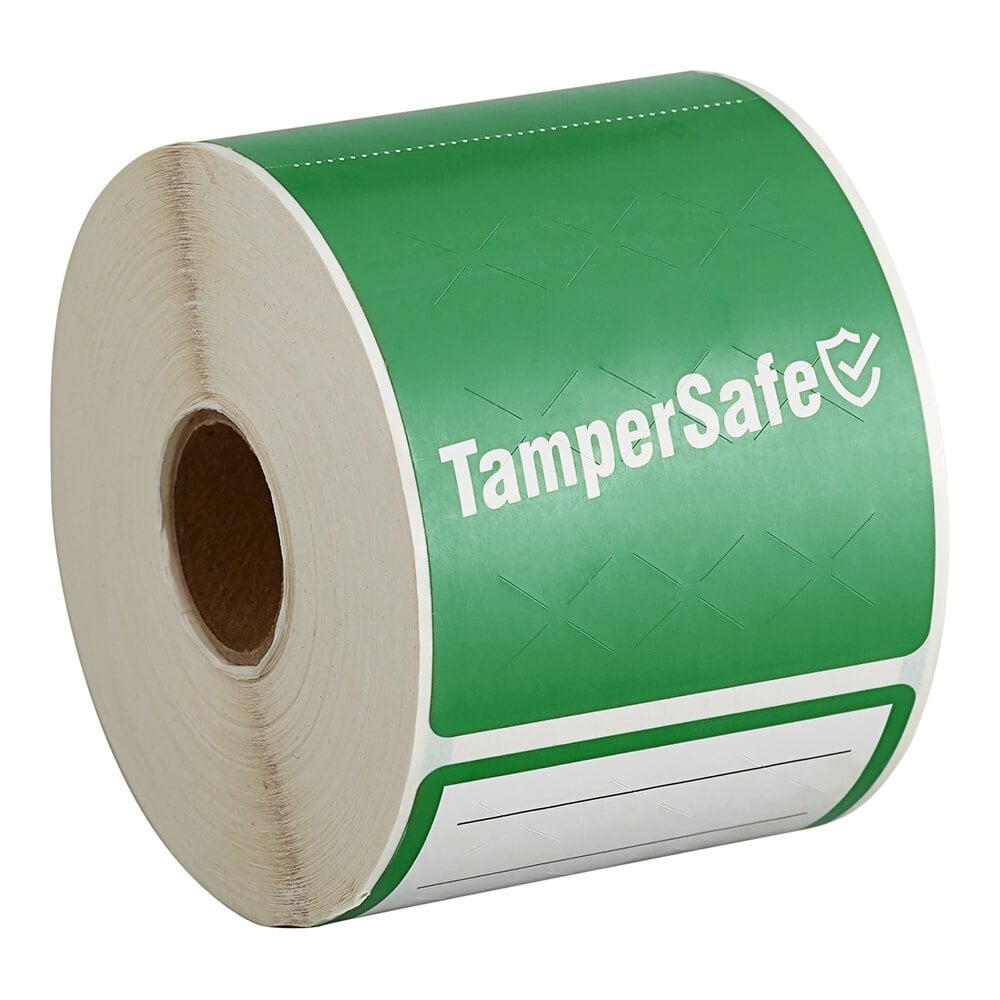 Choice TamperSafe 6" x 2 1/2" Customizable Green Paper Tamper-Evident Label - 250/Roll