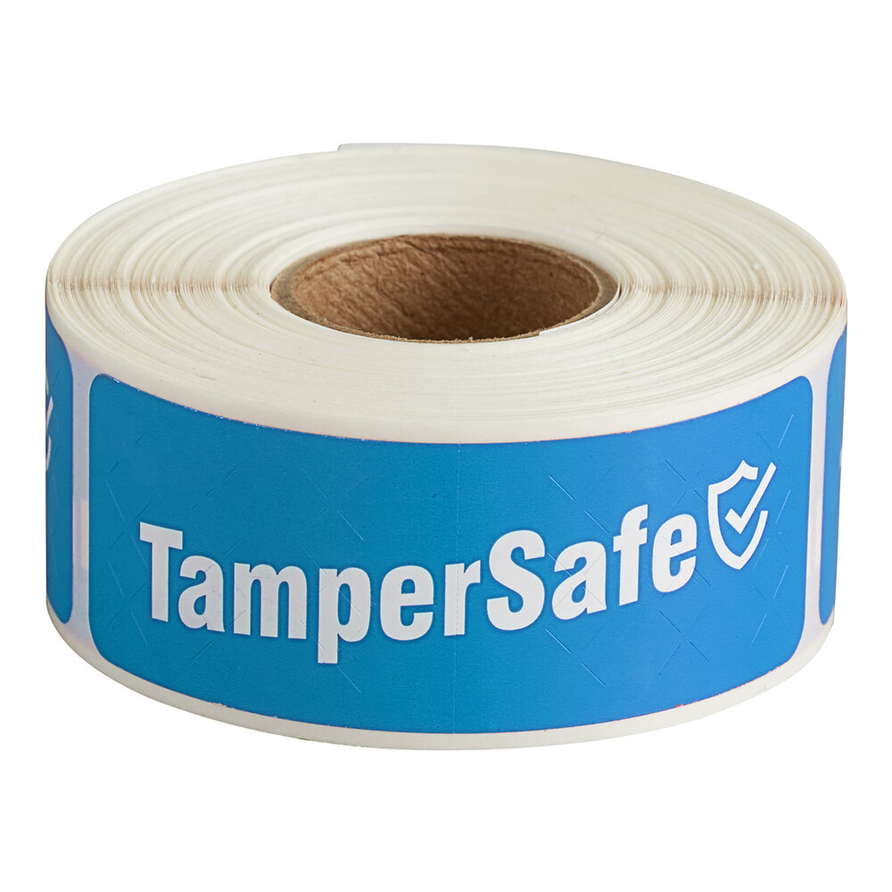 Choice TamperSafe 3" x 1" Customizable Blue Paper Tamper-Evident Label - 250/Roll