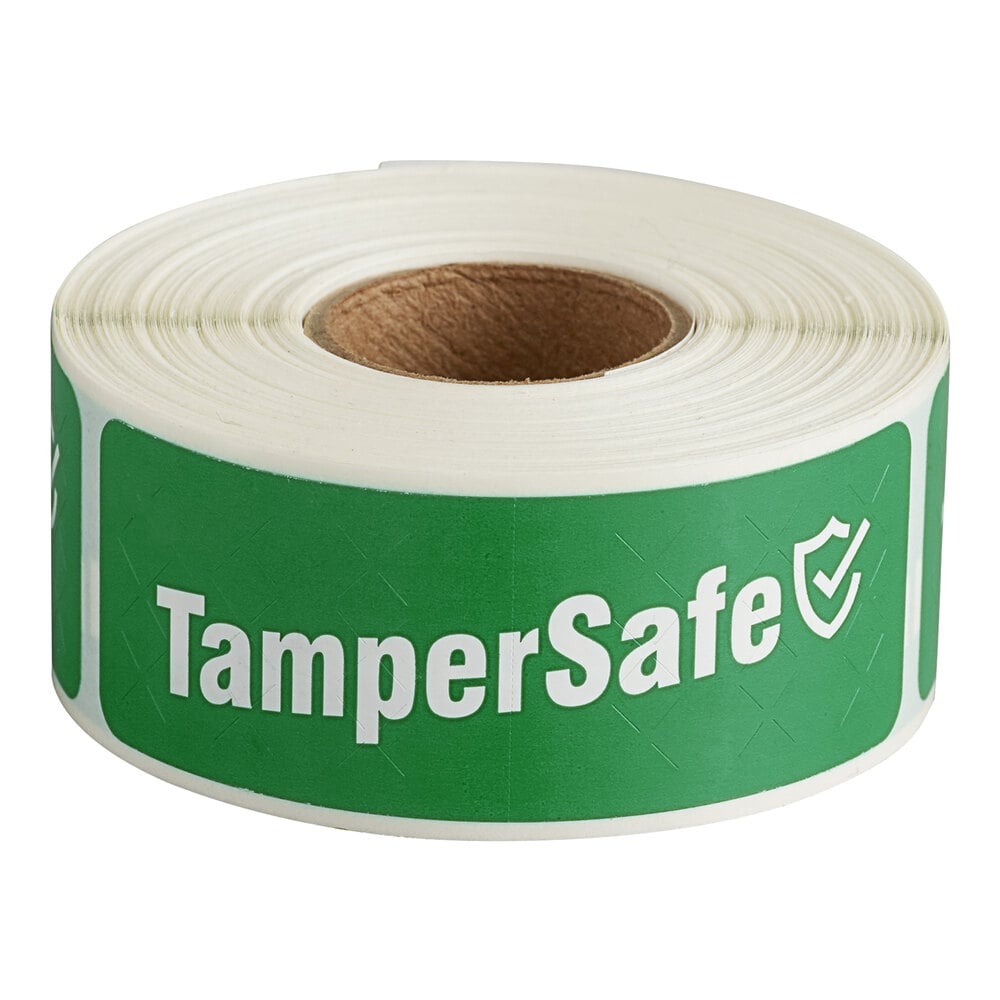 Choice TamperSafe 3" x 1" Customizable Green Paper Tamper-Evident Label - 250/Roll