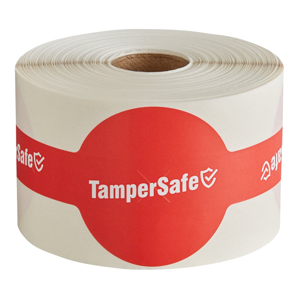 Choice TamperSafe 9" x 2 1/4" Customizable Red Paper Large Open Dome Lid Tamper-Evident Drink Label with Band - 250/Roll