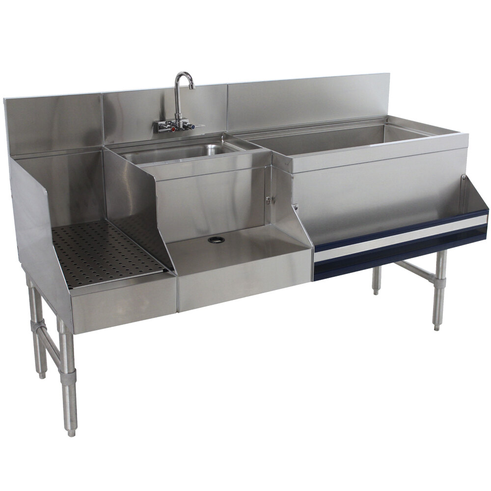 Advance Tabco PRU-19-48R-10 Prestige Series Stainless Steel Uni-Serv Speed Bar with 10-Circuit Cold Plate - 48" x 25" (Right Side Ice Bin)
