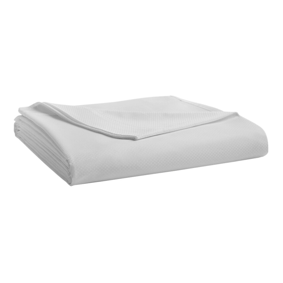 Garnier-Thiebaut Savoie T-320 120" x 114" White Nano Check King Size Sateen Weave 100% ELS Cotton Flat Sheet - 20/Case