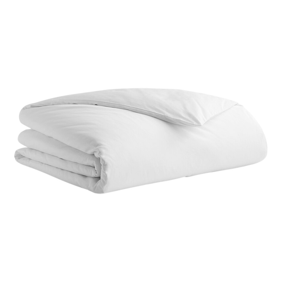 Garnier-Thiebaut Nashville T-200 88" x 66" White Twin Size Percale Weave Cotton / Polyester Duvet Cover - 10/Case