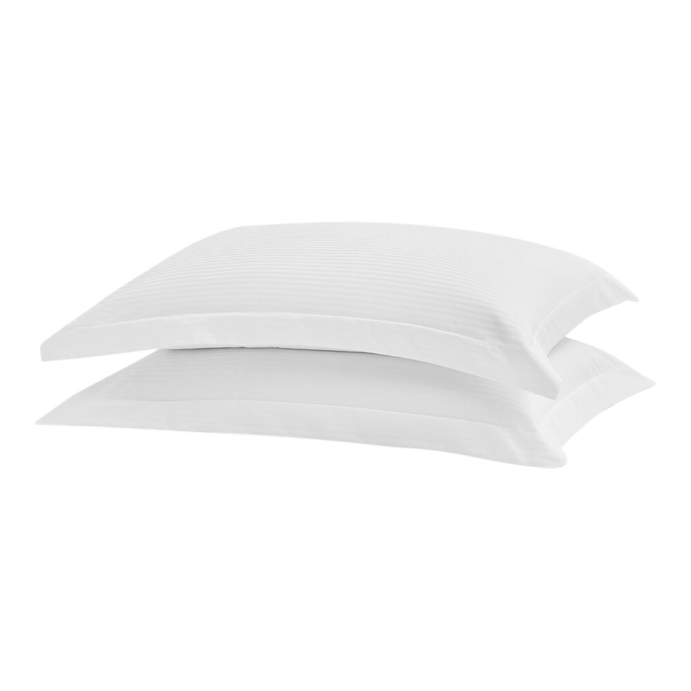 Garnier-Thiebaut Bordeaux T-320 30" x 21" White Tone-on-Tone Stripe Queen Size Sateen Weave 100% ELS Cotton Pillow Sham - 120/Case