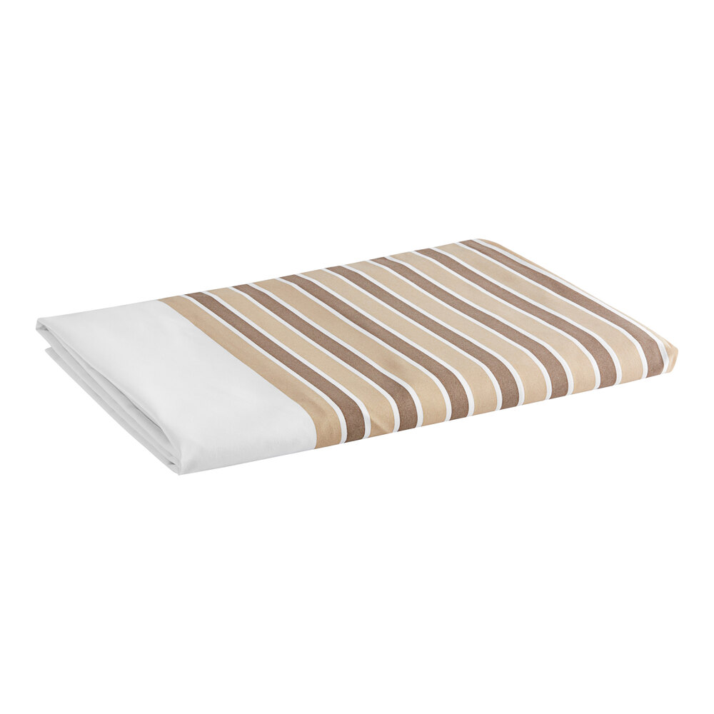 1888 Mills Beyond Impressions 120" x 96" Queen Size Beige Stripe 100% Spun Polyester Top Sheet - 12/Case