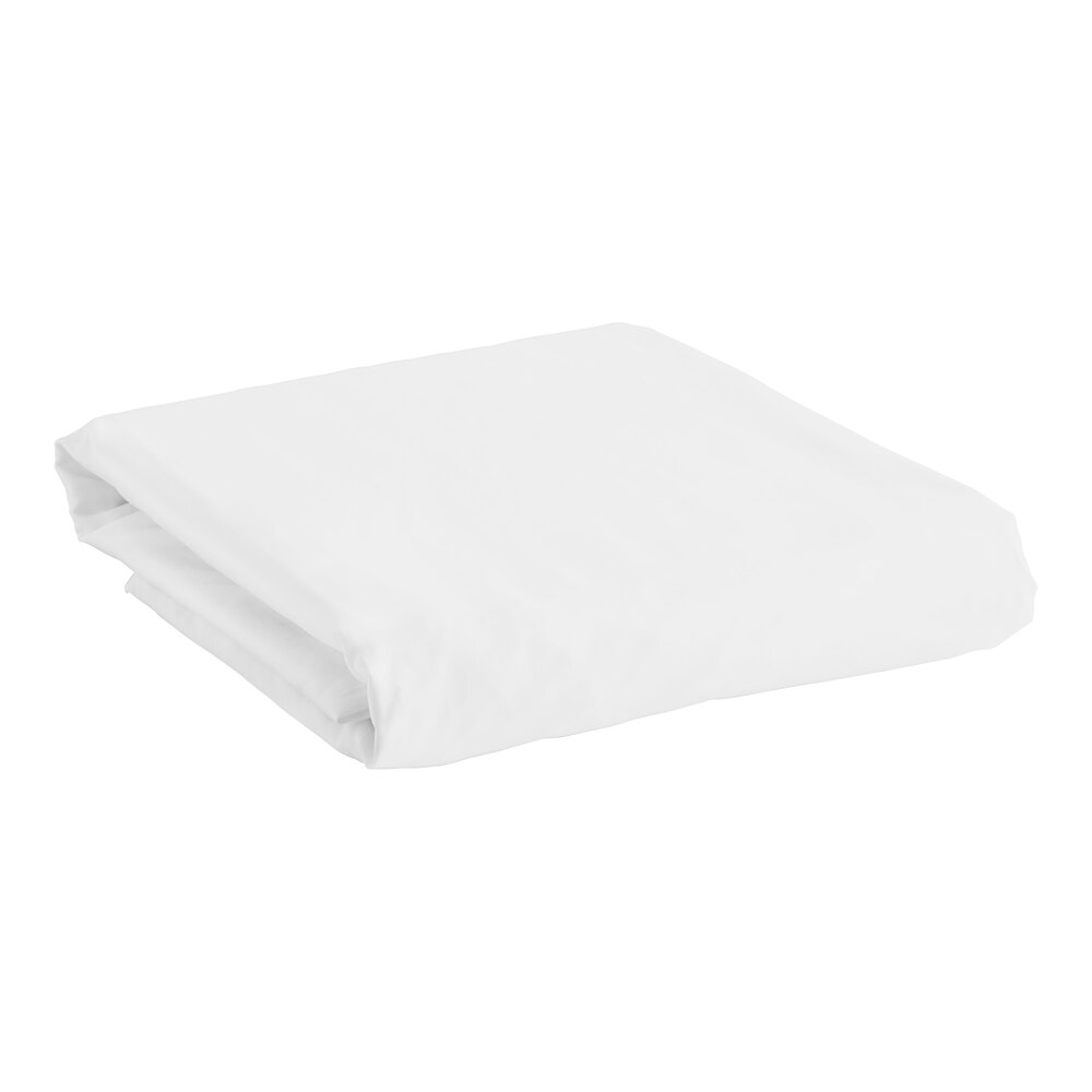 Garnier-Thiebaut Nice T-300 80" x 78" x 15" White King Size Sateen Weave 100% ELS Cotton Fitted Sheet - 20/Case