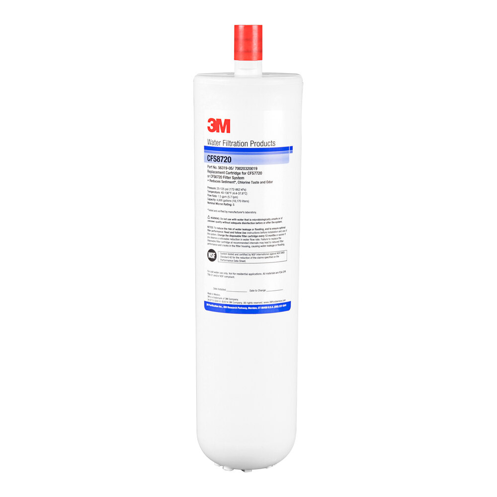 3M Water Filtration Products 5631905 12 7/8" Replacement Sediment, Chlorine Taste and Odor Reduction Cartridge - 5 Micron and 1.5 GPM