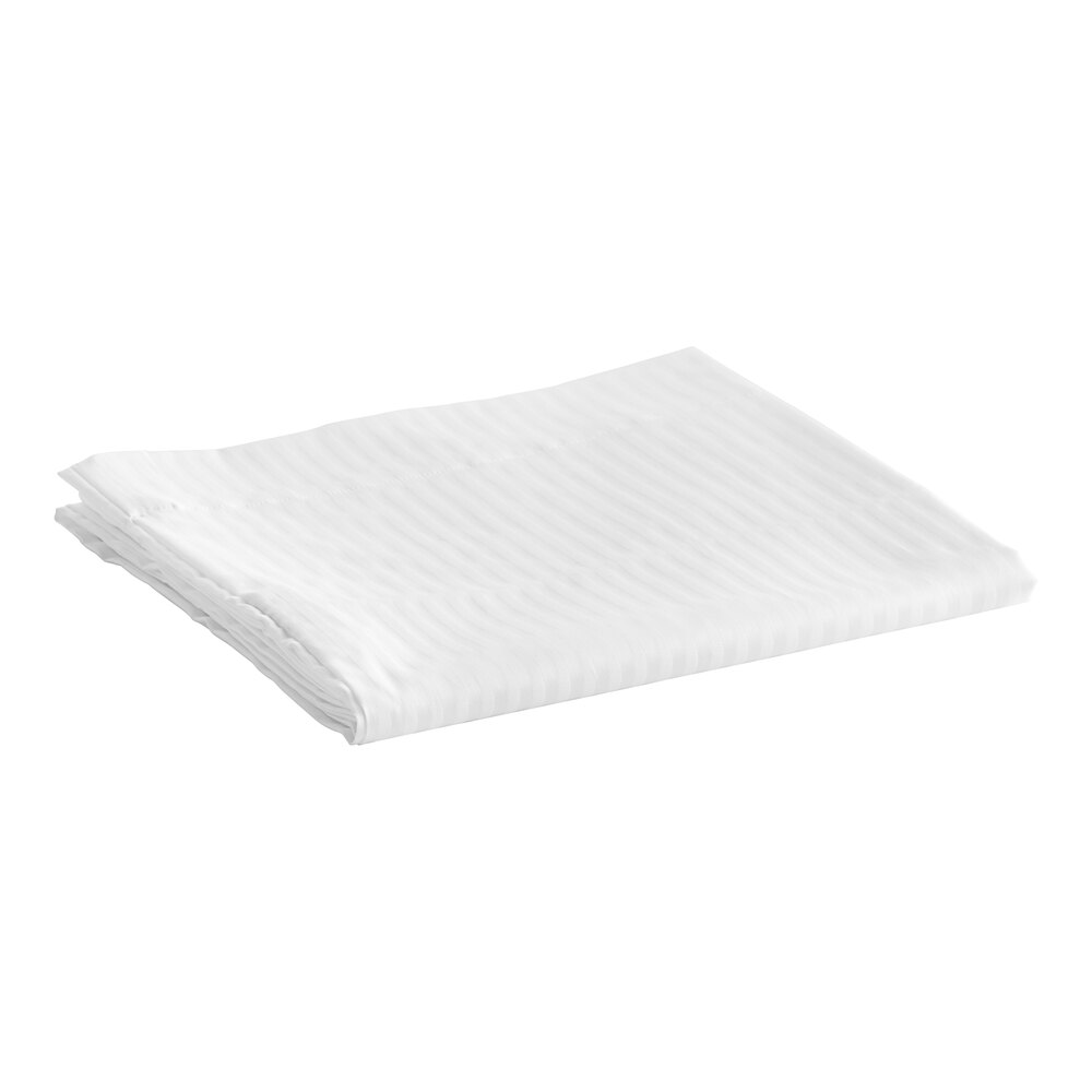 Garnier-Thiebaut Bordeaux T-320 30" x 21" White Tone-on-Tone Stripe Standard Size Sateen Weave 100% ELS Cotton Pillowcase - 120/Case