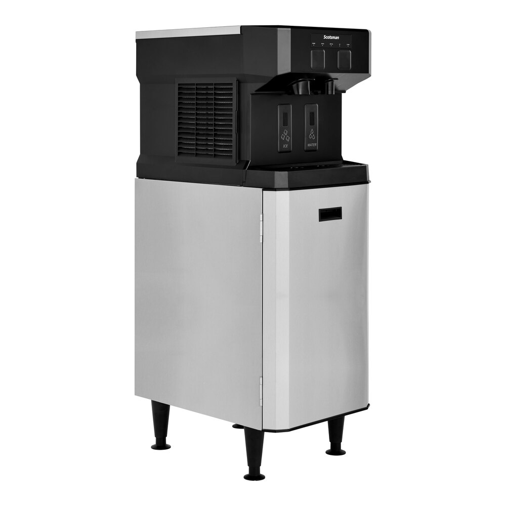 Scotsman HID207AX-1 Meridian® Air Cooled Compact Nugget Ice Machine with 7 lb. Bin, Touch-Free Ice and Water Dispensing, and Cabinet Stand- 115V, 196 lb.