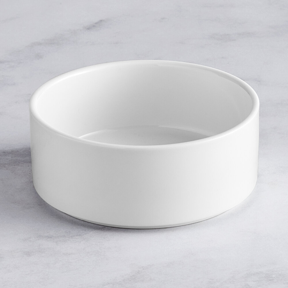 Acopa Lore 12 oz. Bright White Raised Rim Porcelain Bowl - Sample