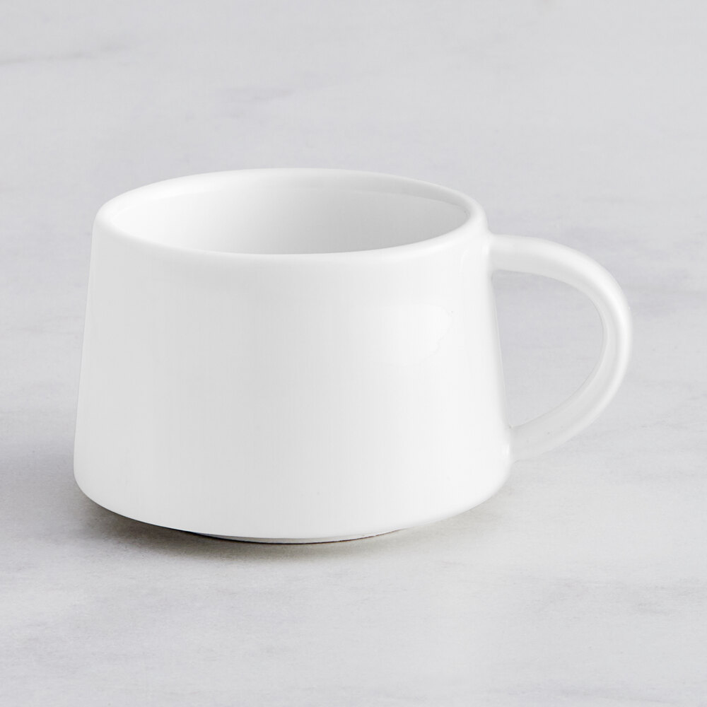 Acopa Lore 3 oz. Bright White Stackable Porcelain Espresso Cup - Sample