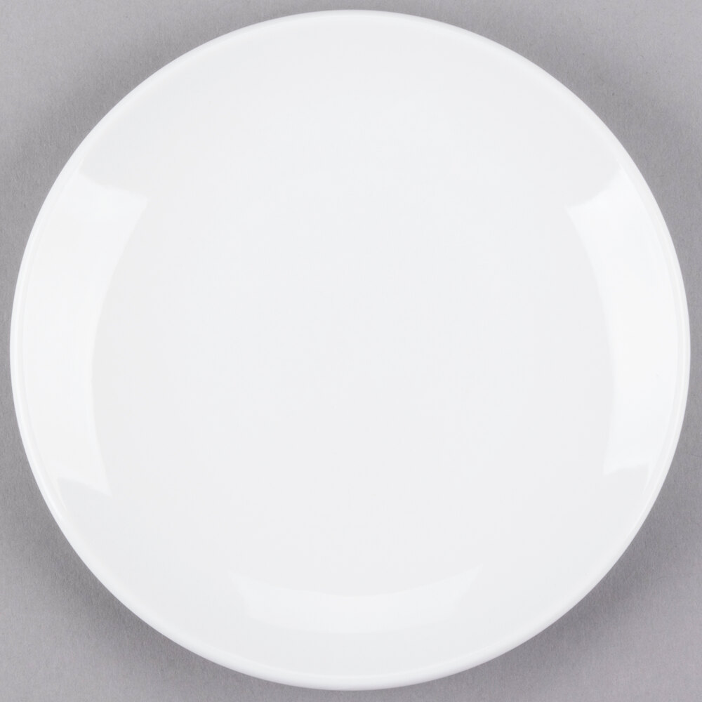 Libbey Porcelana 6 1/2" Bright White Round Porcelain Coupe Plate - Sample