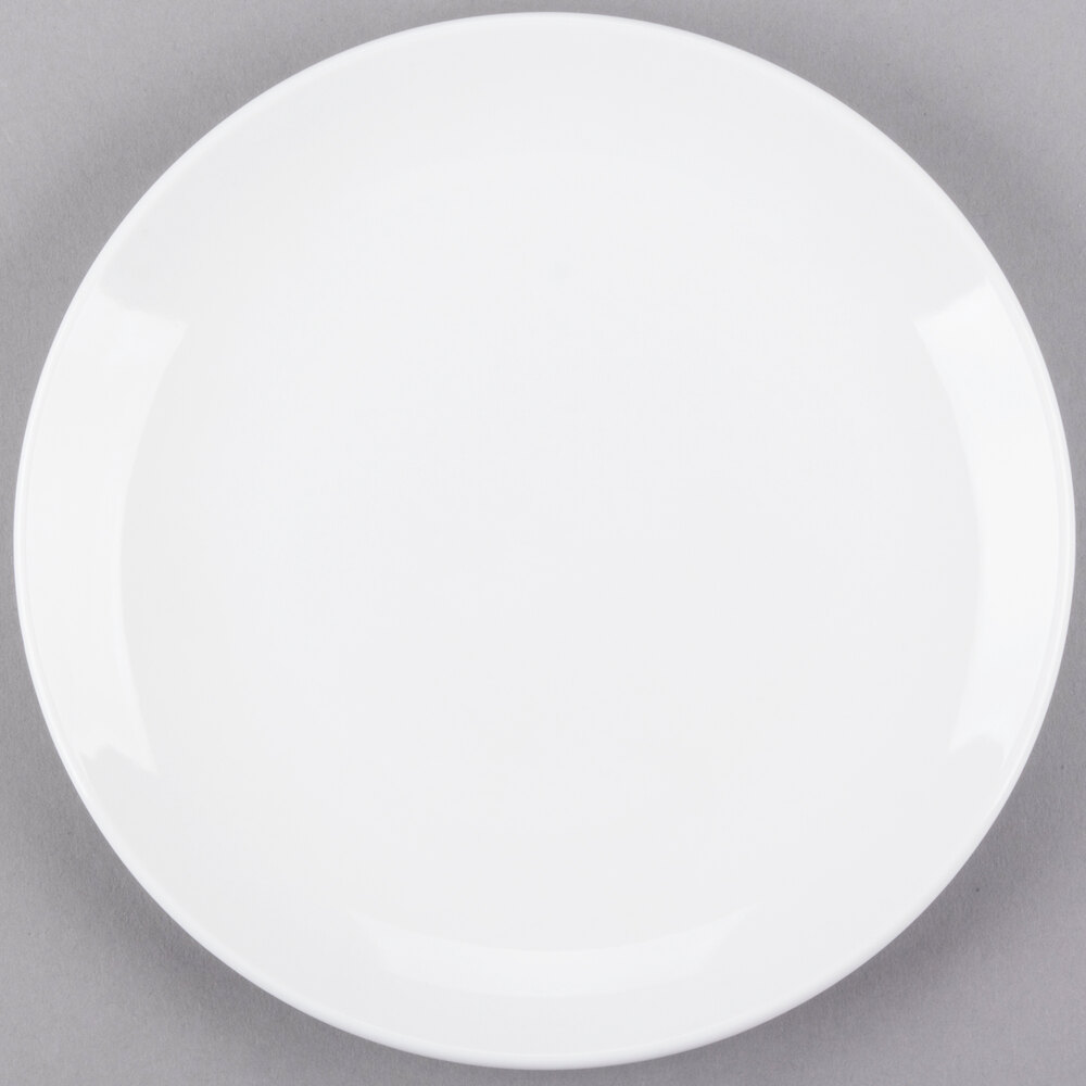 Libbey Porcelana 8 1/4" Bright White Round Porcelain Coupe Plate - Sample