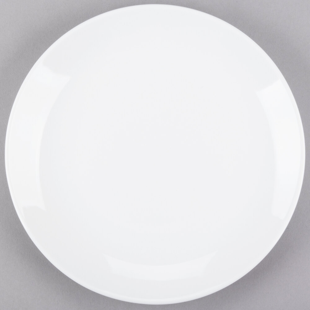 Libbey Porcelana 9" Bright White Round Porcelain Coupe Plate - Sample