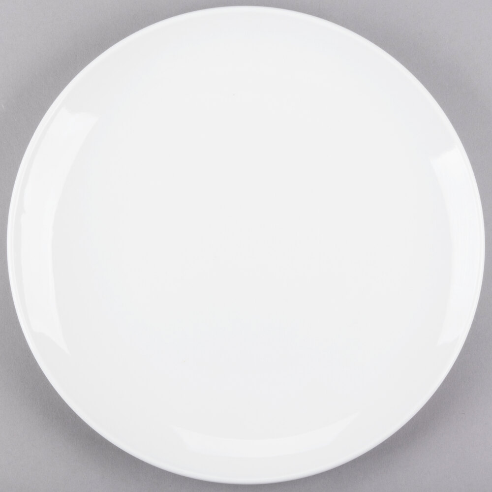 Libbey Porcelana 10 1/2" Bright White Round Porcelain Coupe Plate - Sample